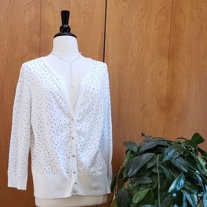 NWT Ecru and Black Cardigan Sweater size XL